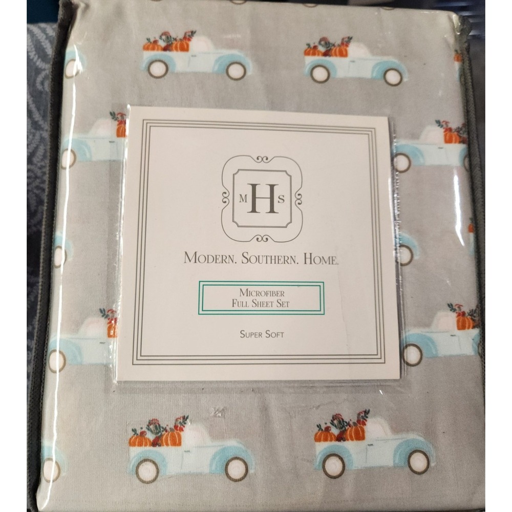 Pumpkin Truck Full Set Modern Southern Home 4 Piece Fitted Flat Pillow Case (2 )